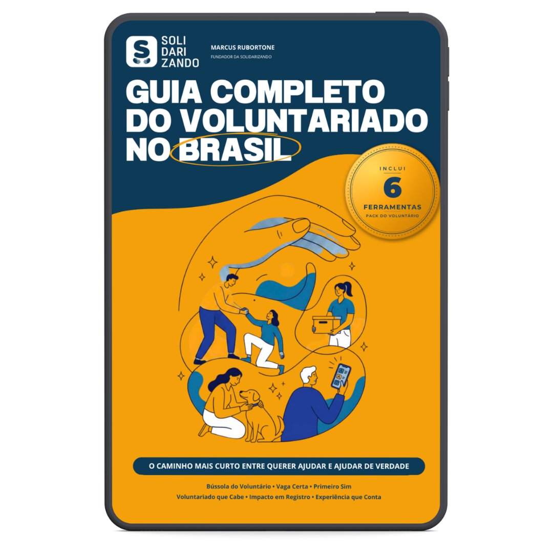 Guia Completo do Voluntariado no Brasil, capa em tablet